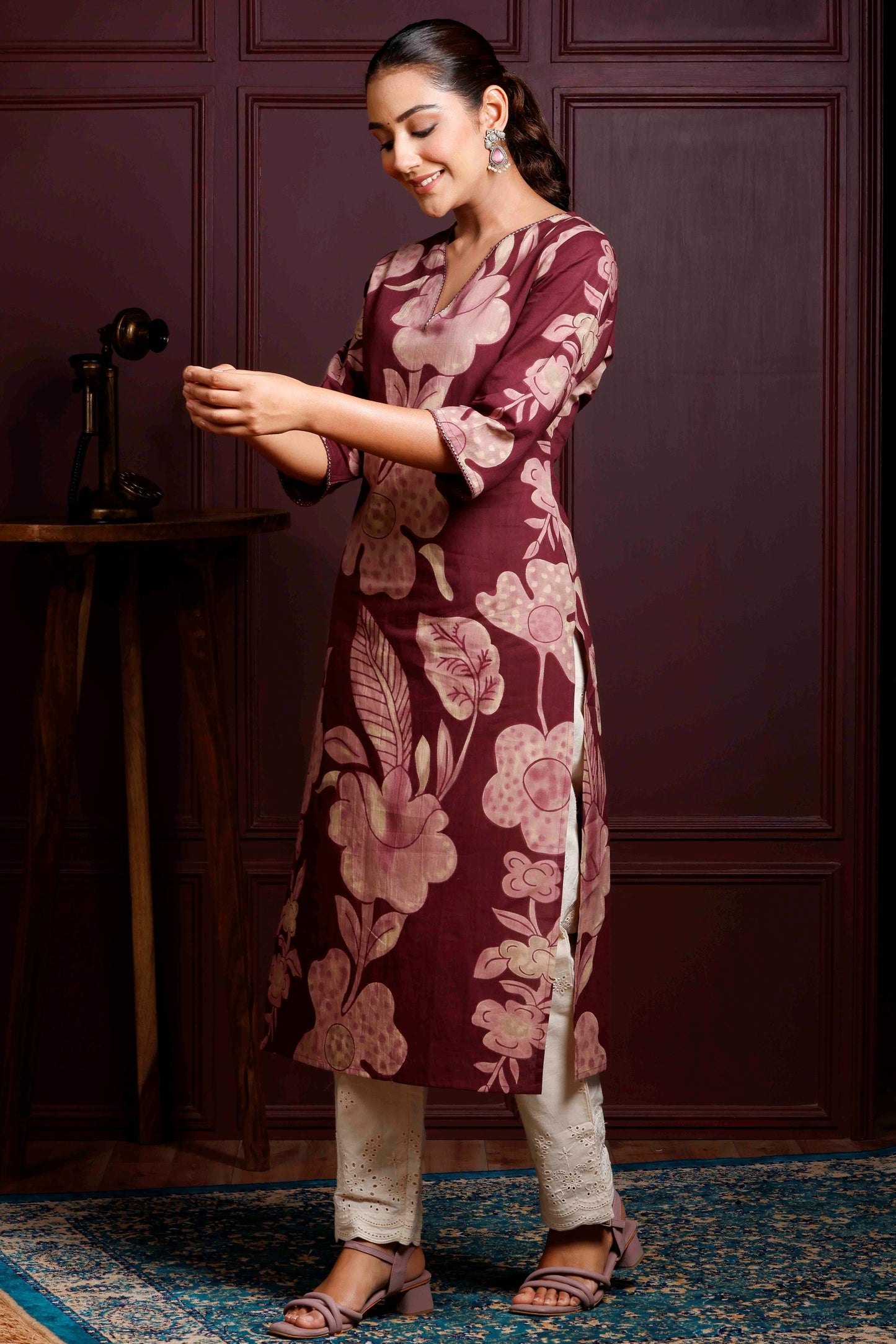 Rimeline Women Floral Daily Pure Cotton Straight Kurta