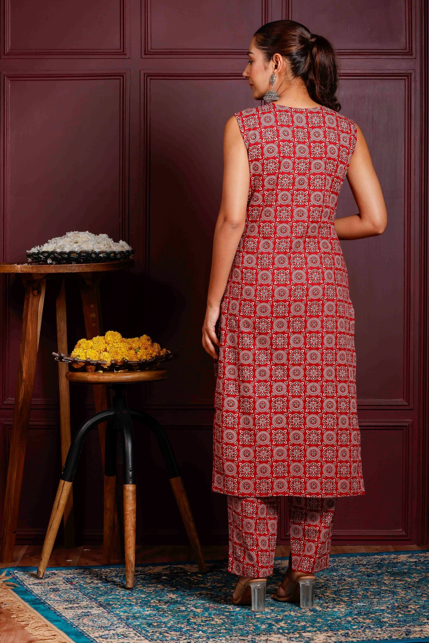 Rimeline Women Printed Regular Pure Cotton Kurta with Trousers