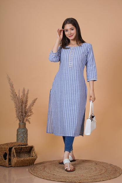 RimeLine Round Neck Straight kurta for women