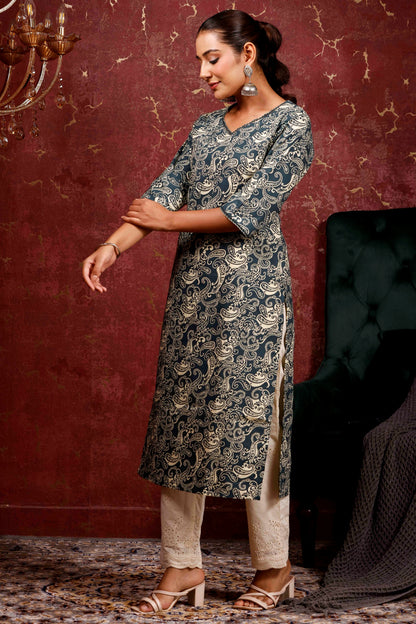 Rimeline Women Paisley Daily Pure Cotton Straight Kurta