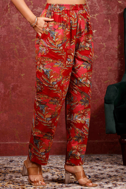 Rimeline Ethnic Motifs Printed V-Neck Pure Cotton Kurta With Trousers & Dupatta