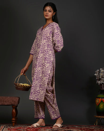 Rimeline Women Floral Printed Regular Pure Cotton Kurta with Trousers