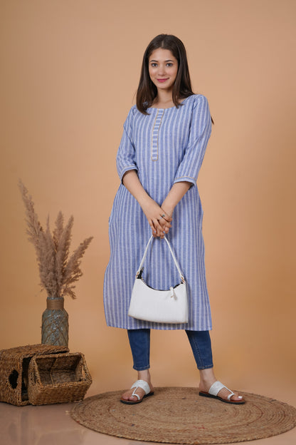 RimeLine Round Neck Straight kurta for women