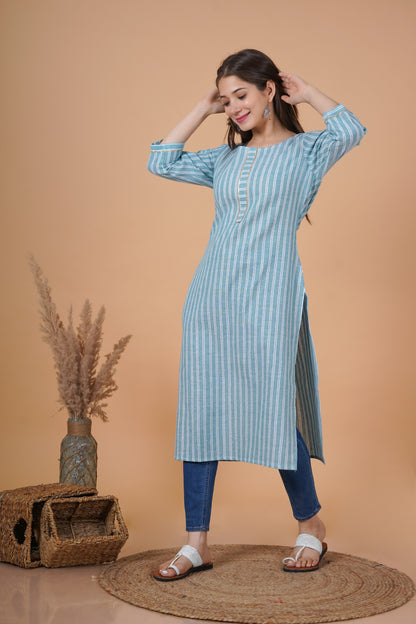 RimeLine Round Neck Straight kurta for women