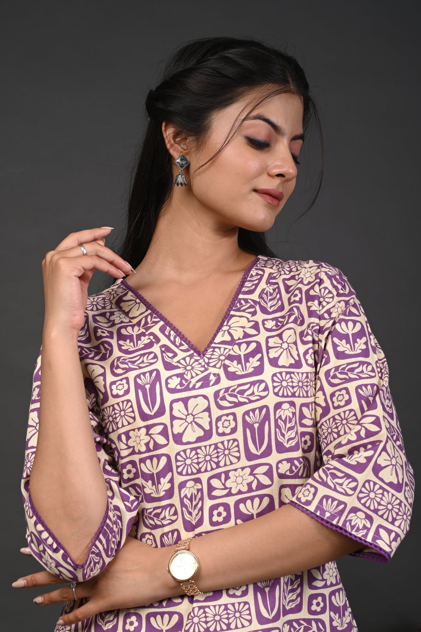 Rimeline Women Floral Printed Festive Cotton Straight Kurta