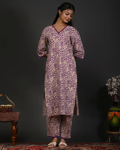 Rimeline Women Floral Printed Regular Pure Cotton Kurta with Trousers