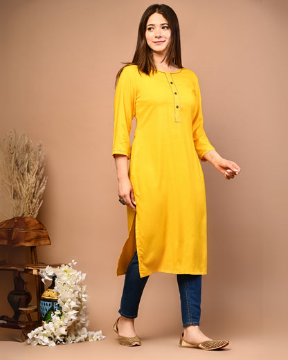 RimeLine Round Neck Straight kurta for women