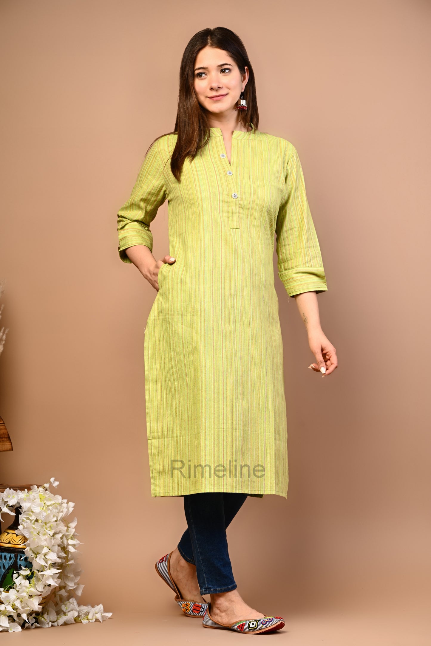 RimeLine Mandarin Straight kurta for women