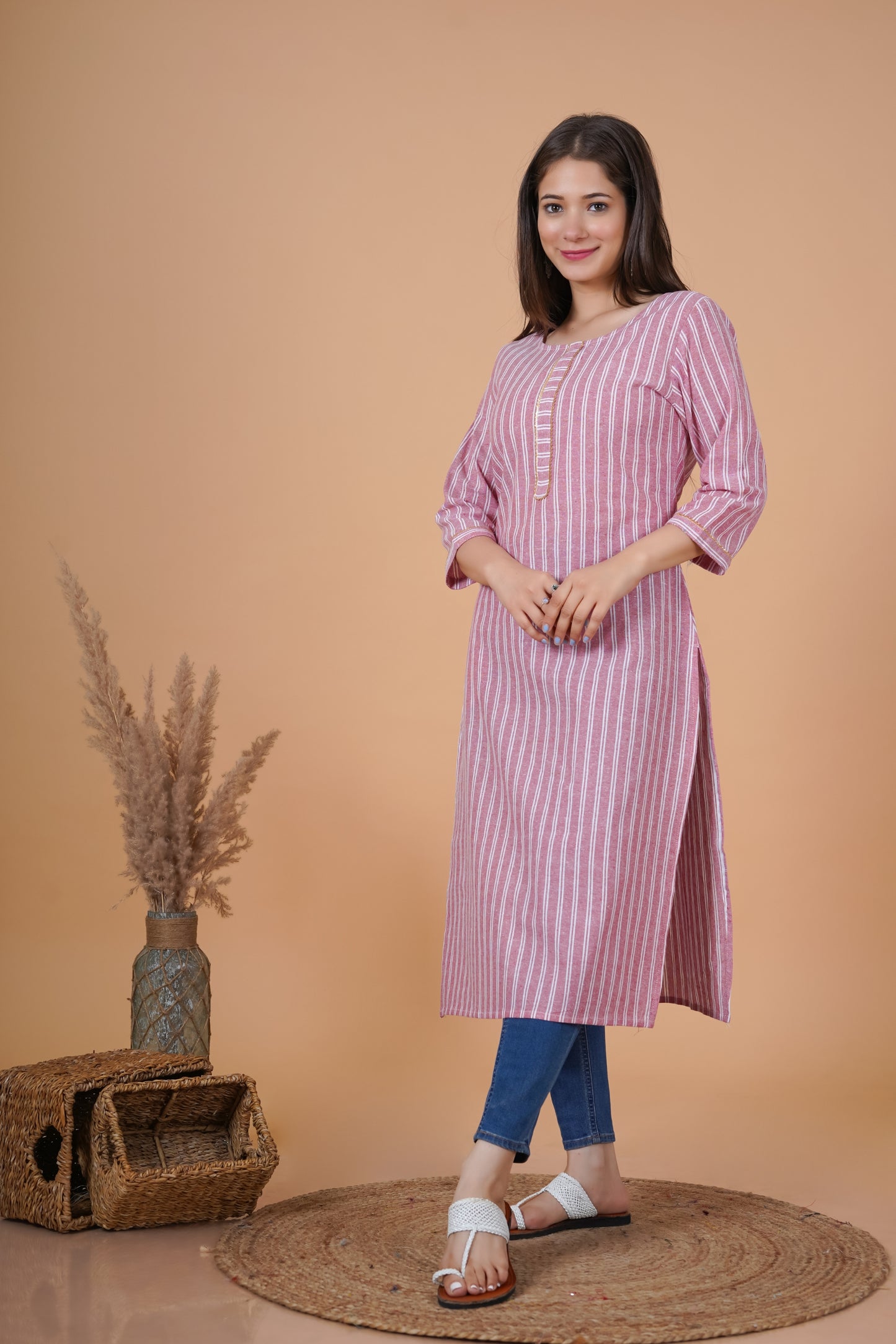 RimeLine Round Neck Straight kurta for women - Rimeline