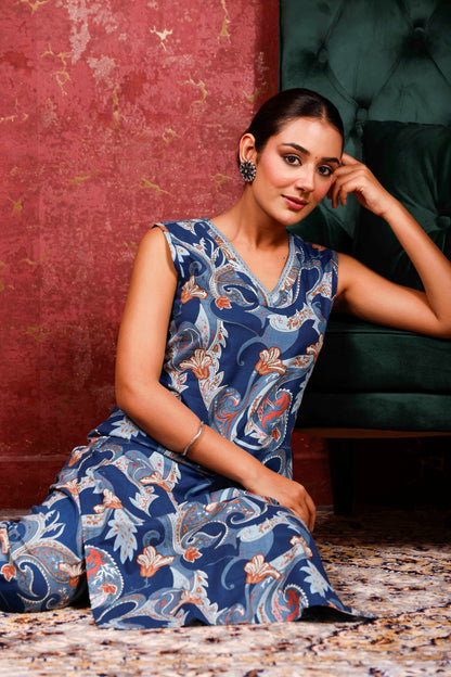 Rimeline Women Floral Printed Cotton Kurta with Trousers & Dupatta