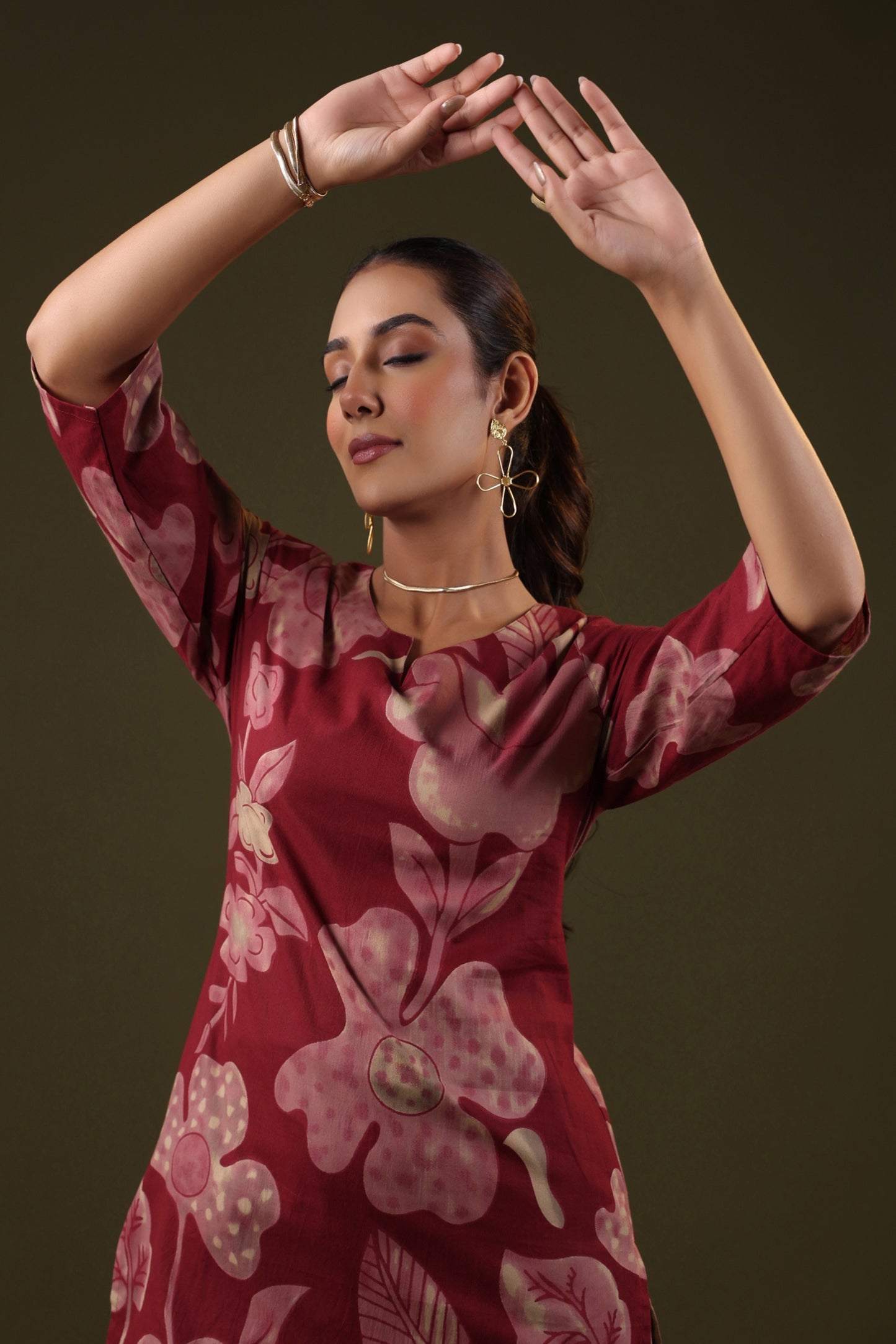 Rimeline Women Pure Cotton Floral Printed A-Line Kurti