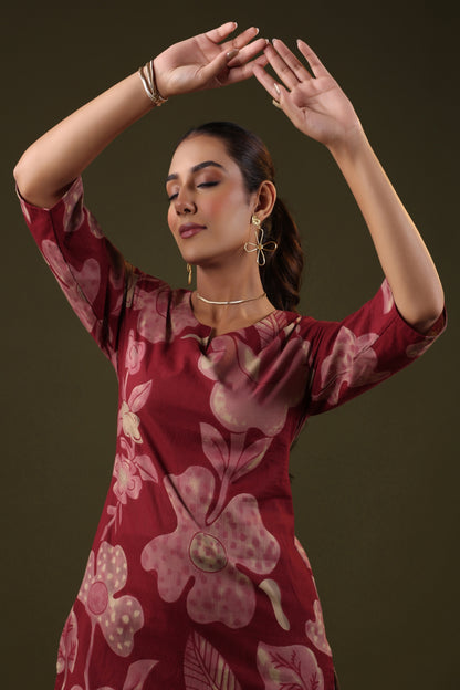 Rimeline Women Pure Cotton Floral Printed A-Line Kurti