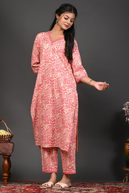 Rimeline Women Floral Printed Regular Straight Pure Cotton Kurta Sets