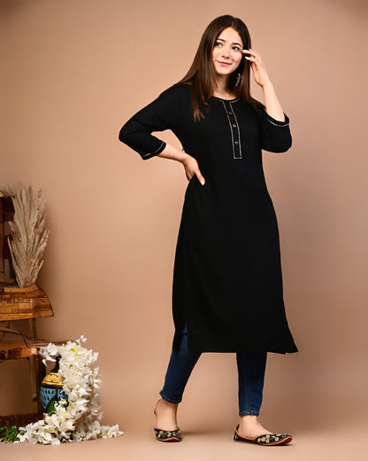 RimeLine Round Neck Straight kurta for women