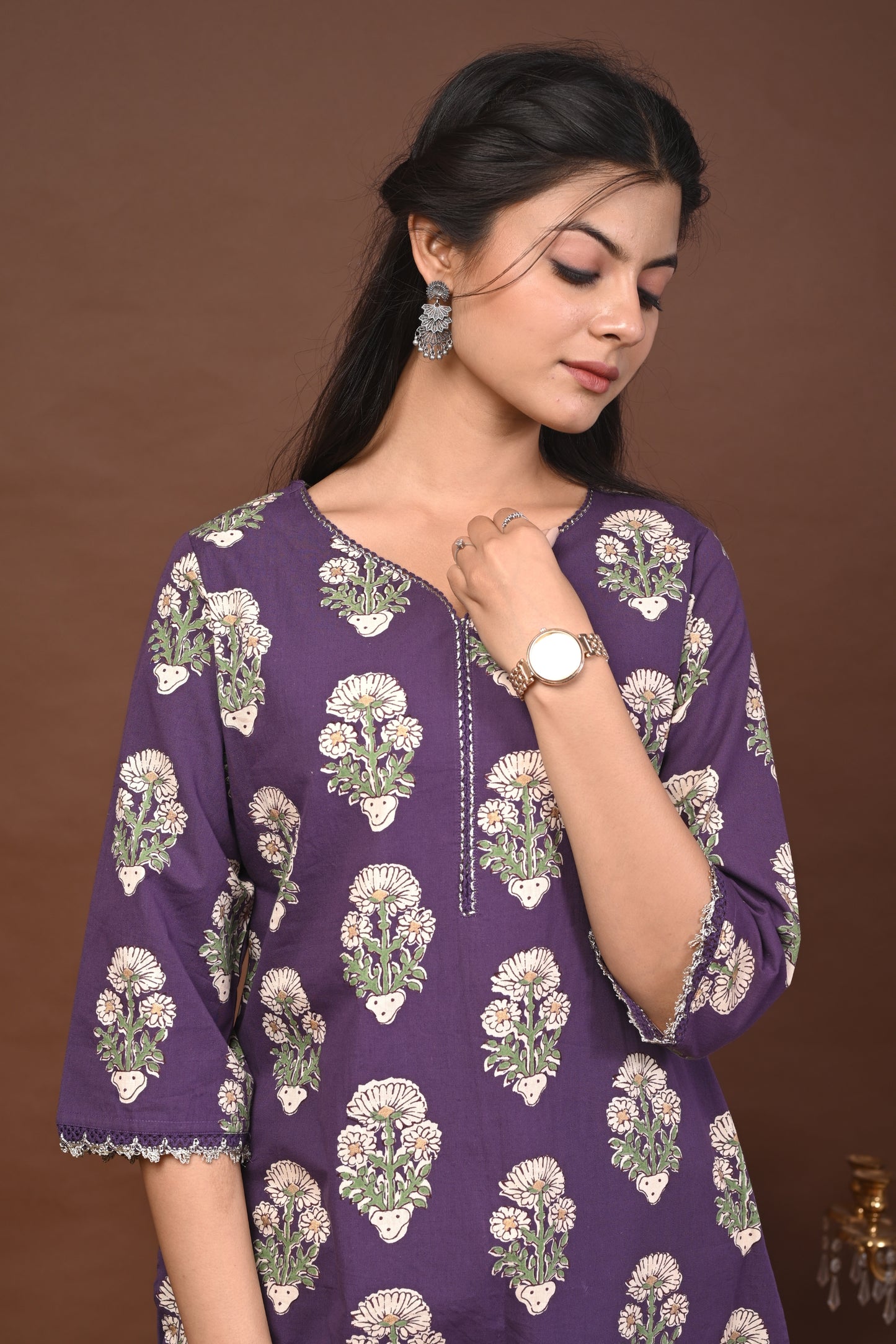 Rimeline Women Floral Printed Festive Cotton Straight Kurta