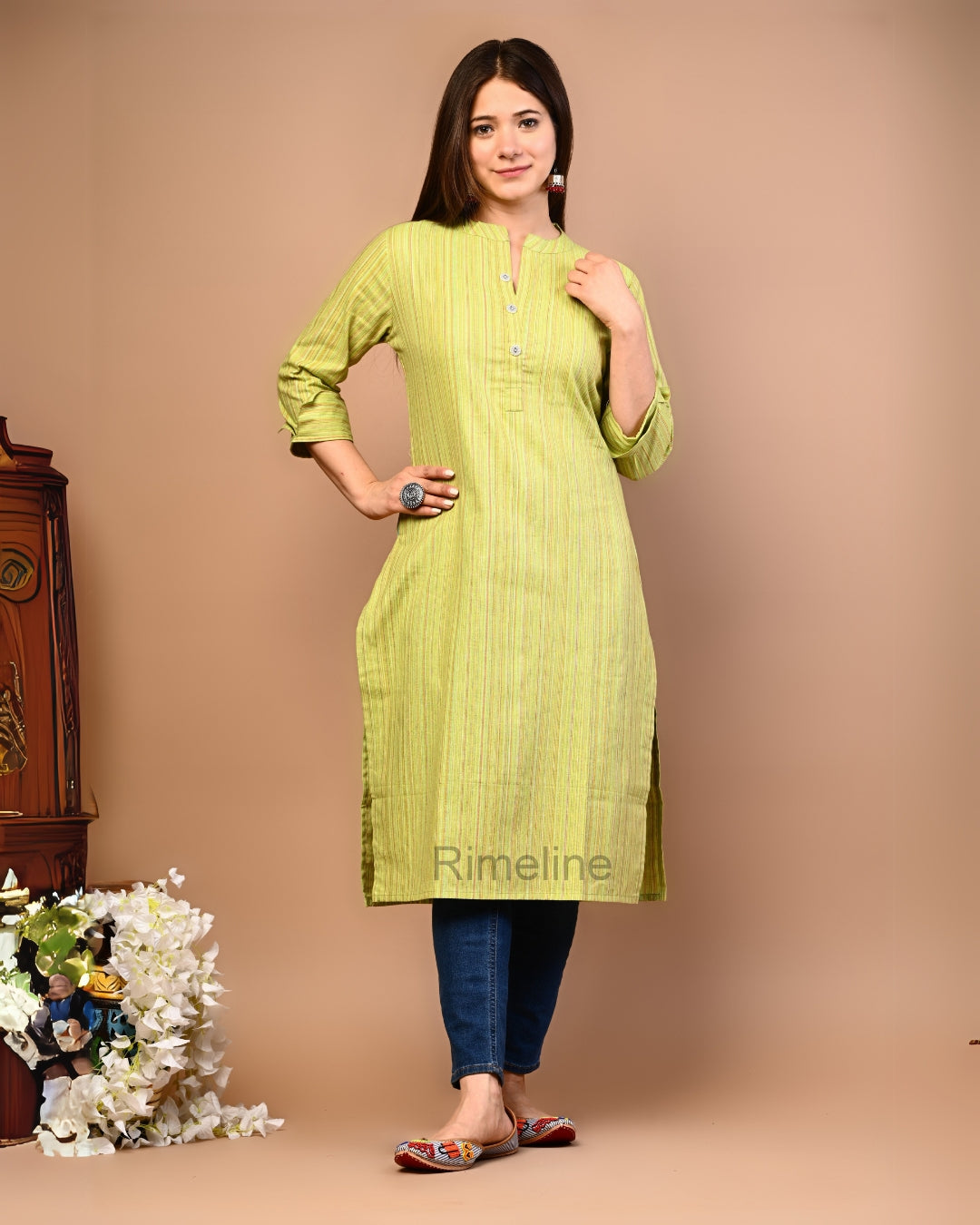 RimeLine Mandarin Straight kurta for women