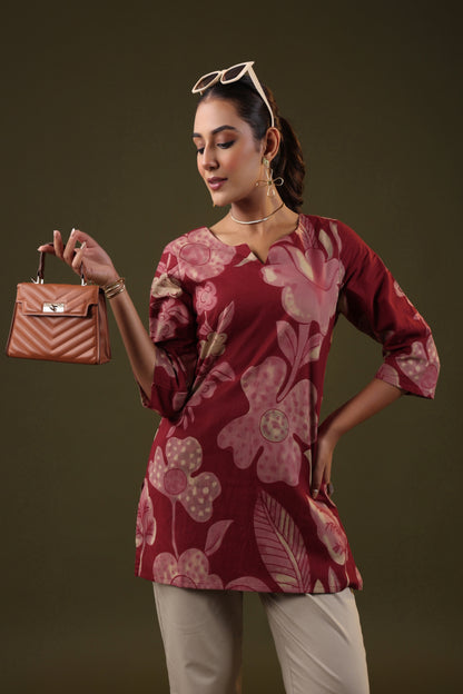 Rimeline Women Pure Cotton Floral Printed A-Line Kurti