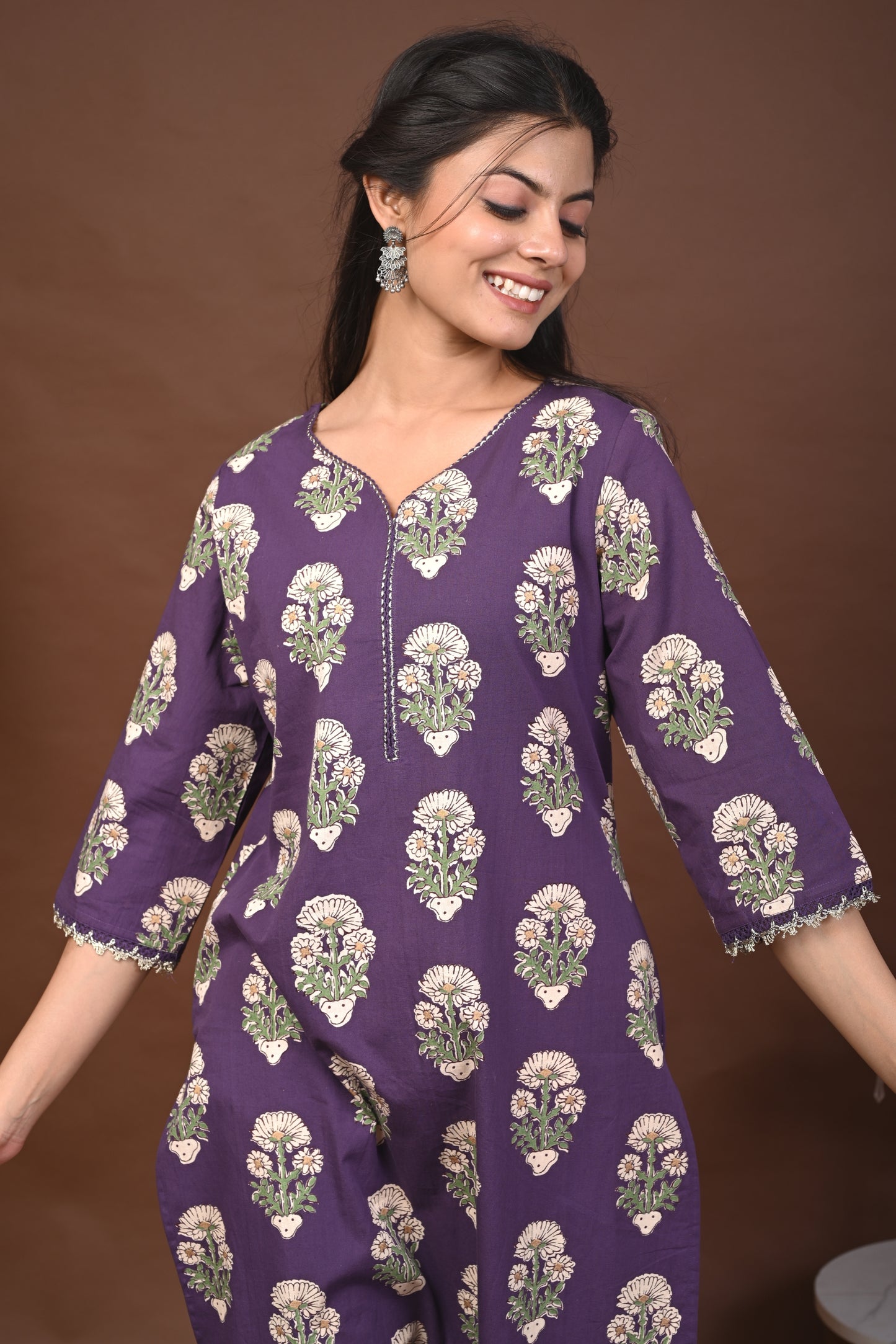 Rimeline Women Floral Printed Festive Cotton Straight Kurta