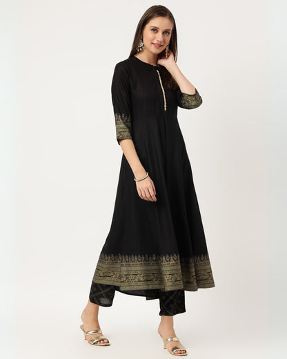 RimeLine Floral yoke design Straight kurta for women