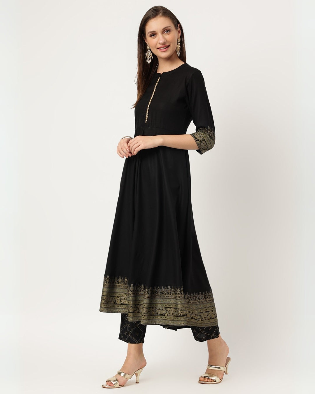 RimeLine Floral yoke design Straight kurta for women