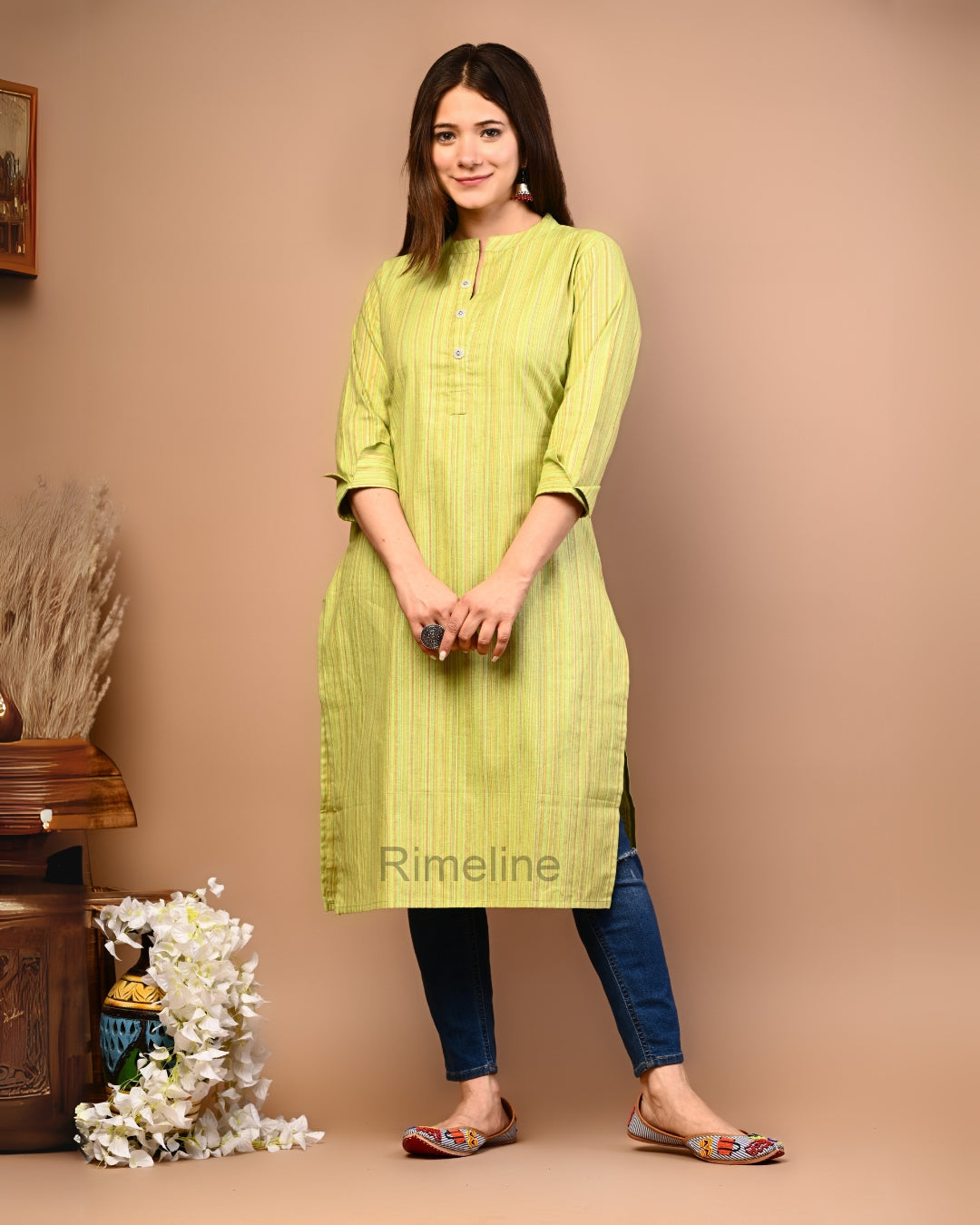 RimeLine Mandarin Straight kurta for women