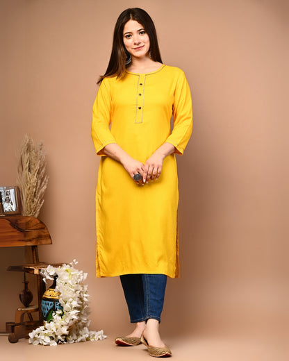 RimeLine Round Neck Straight kurta for women