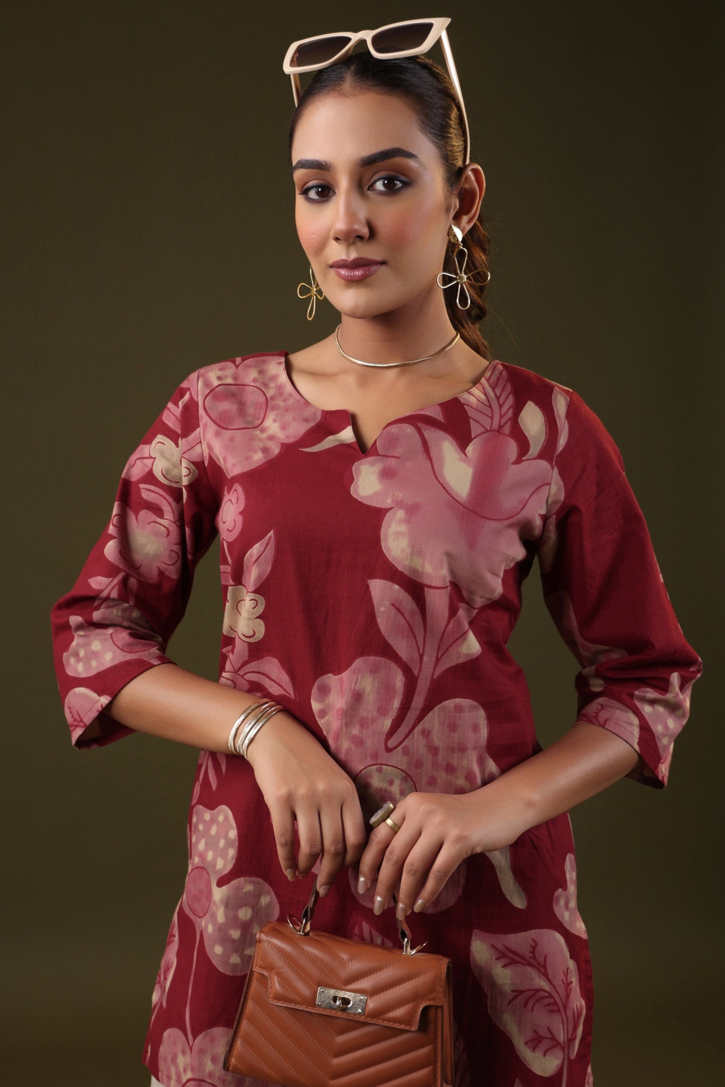 Rimeline Women Pure Cotton Floral Printed A-Line Kurti