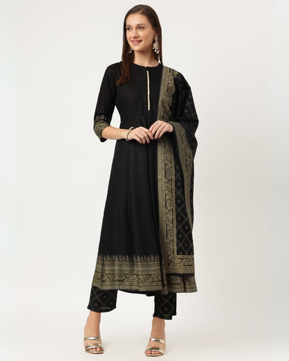 RimeLine Floral yoke design Straight kurta for women