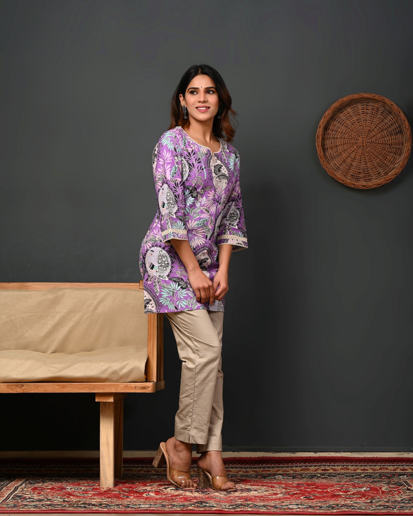 Milvia Floral Printed Pure Cotton Kurti