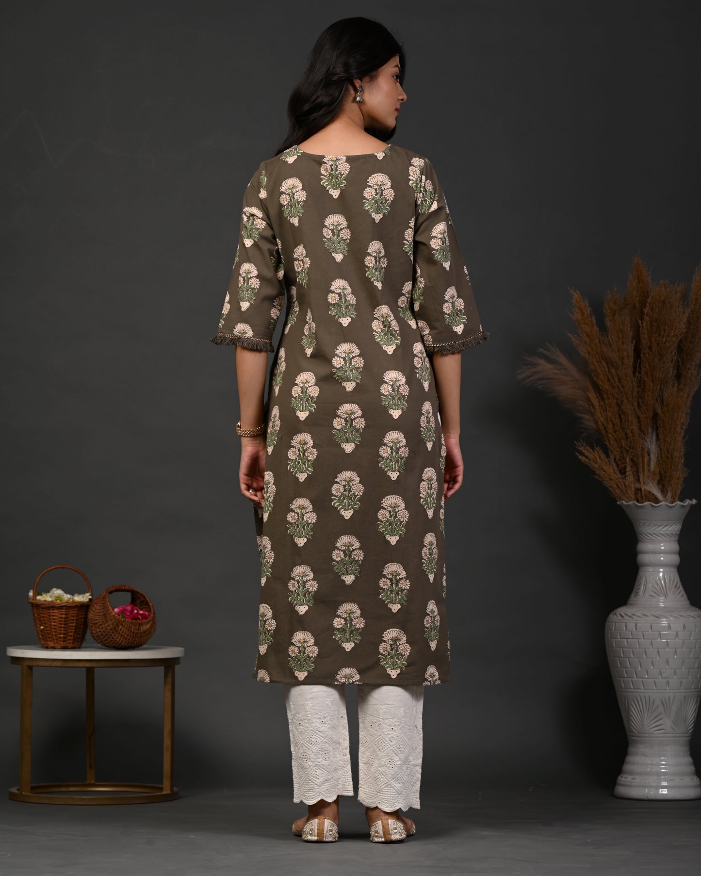 Rimeline Ethnic Motifs Printed Straight Pure Cotton Kurta