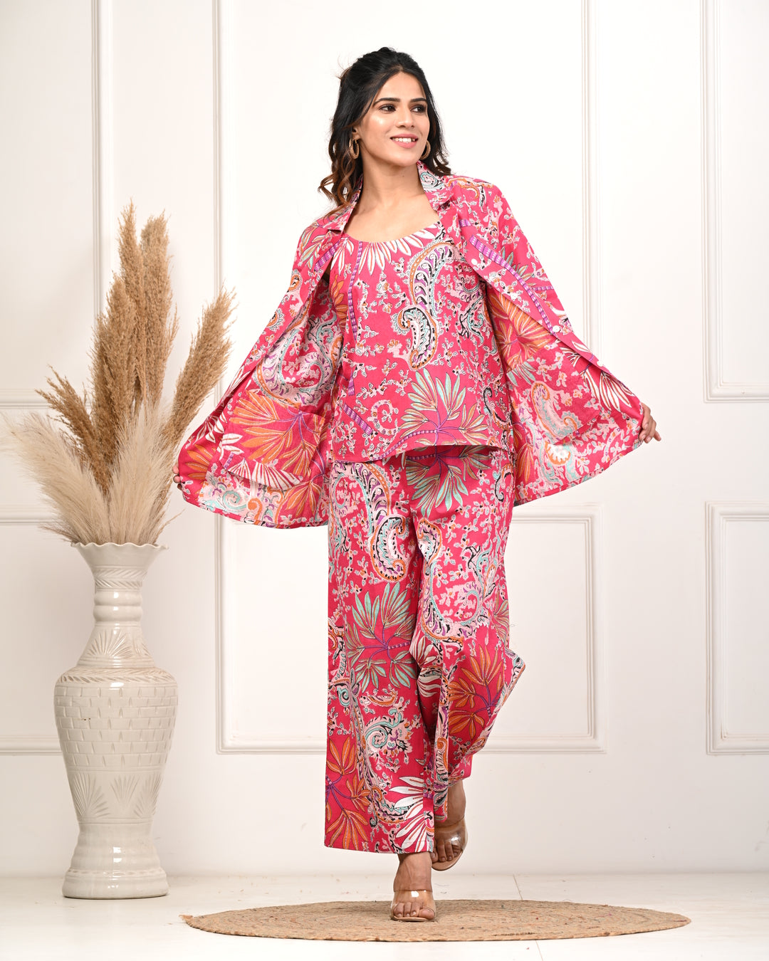 RimeLine Pink  3 pcs Co-ord Set For Women