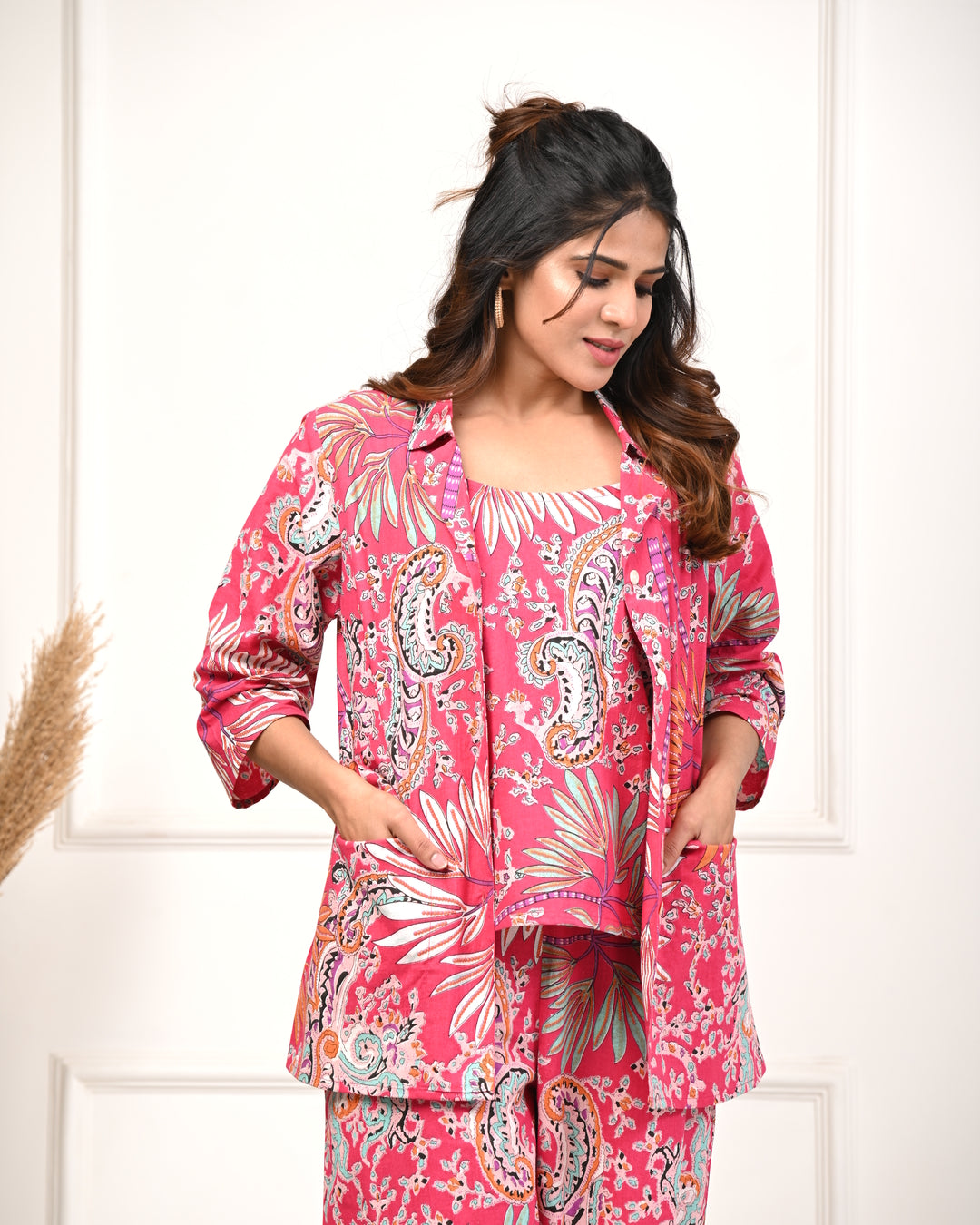 RimeLine Pink  3 pcs Co-ord Set For Women