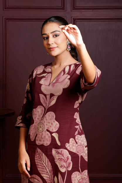 Rimeline Women Floral Daily Pure Cotton Straight Kurta