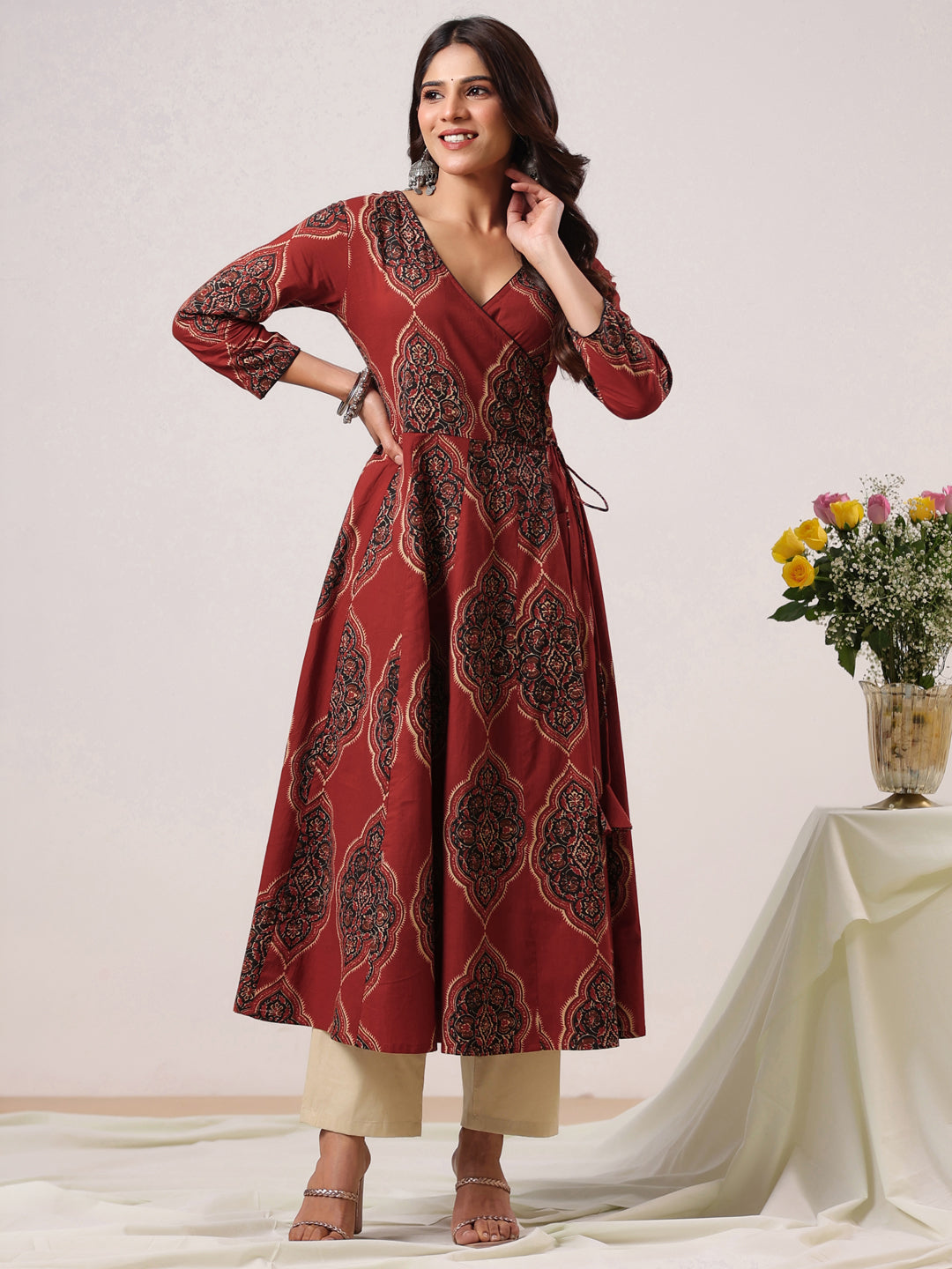 Rimeline Women Ethnic Motifs Printed Floral Kurta