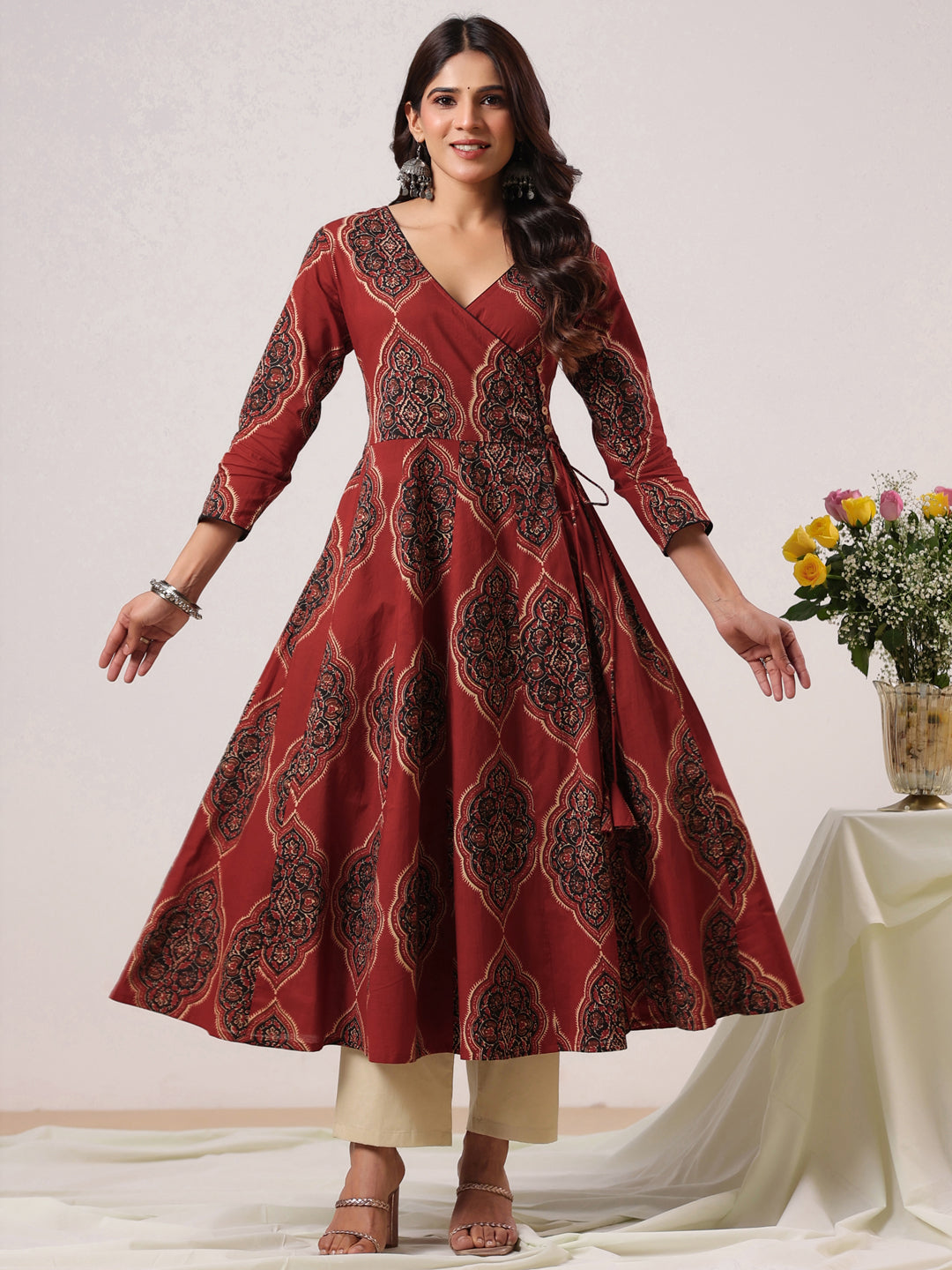 Rimeline Women Ethnic Motifs Printed Floral Kurta