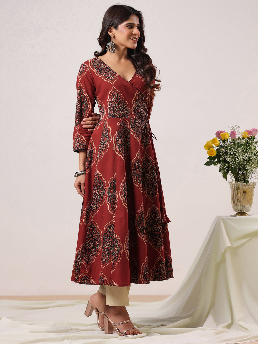 Rimeline Women Ethnic Motifs Printed Floral Kurta