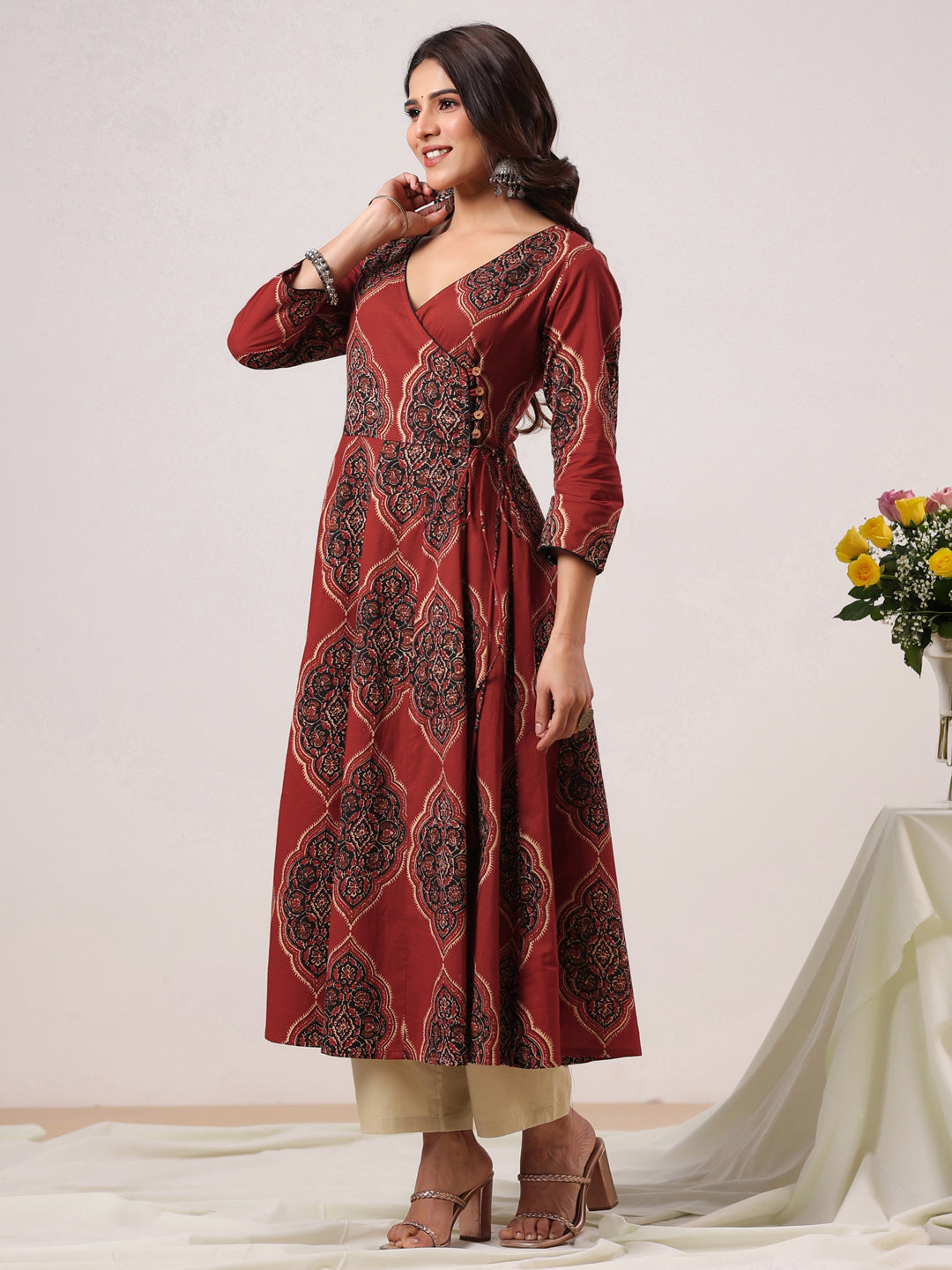 Rimeline Women Ethnic Motifs Printed Floral Kurta