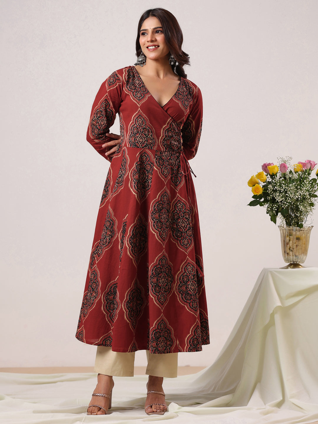 Rimeline Women Ethnic Motifs Printed Floral Kurta