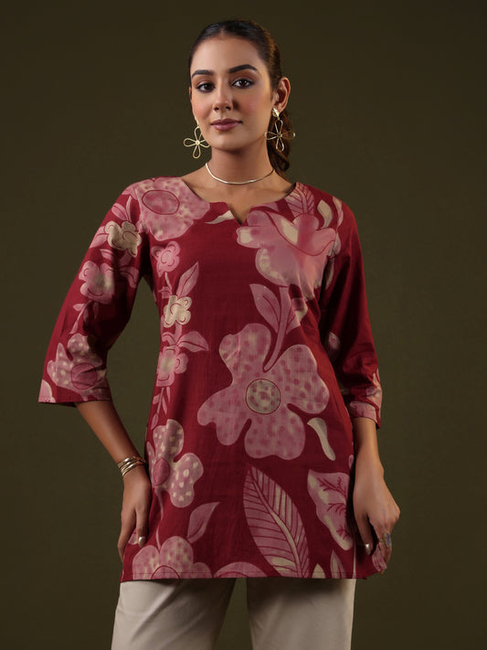 Rimeline Women Pure Cotton Floral Printed A-Line Kurti