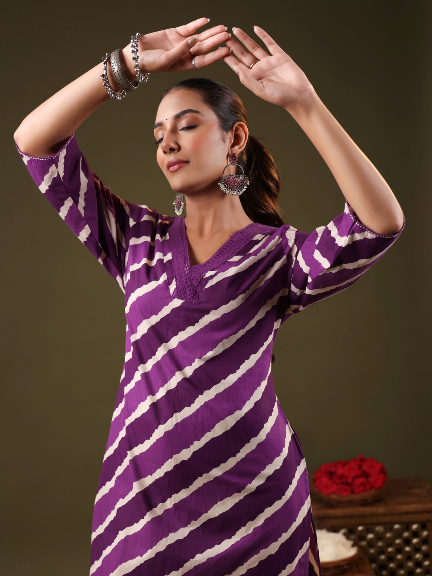 Rimeline Women Ethnic Motifs Printed Fusion Cotton Straight Kurta