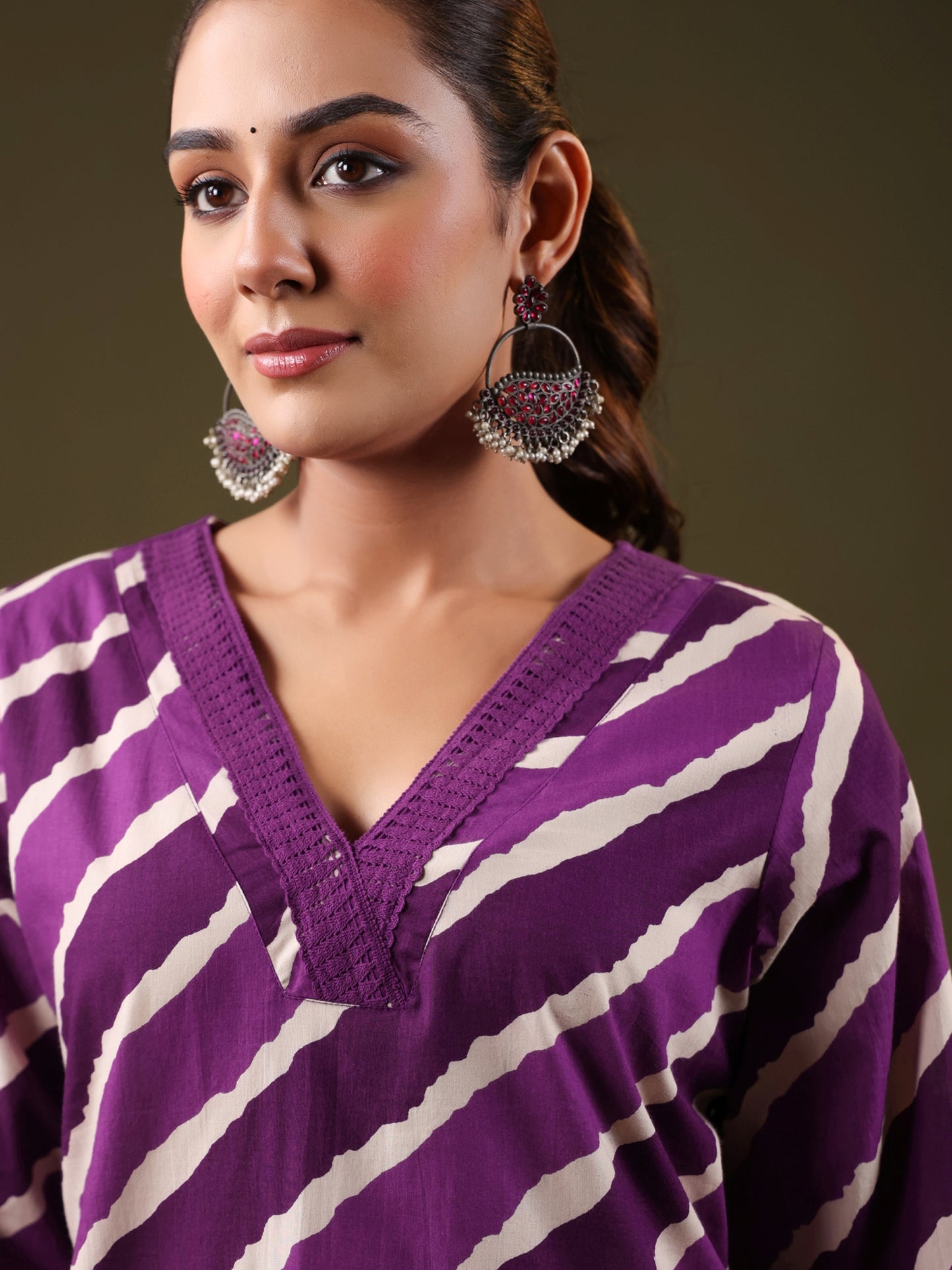 Rimeline Women Ethnic Motifs Printed Fusion Cotton Straight Kurta