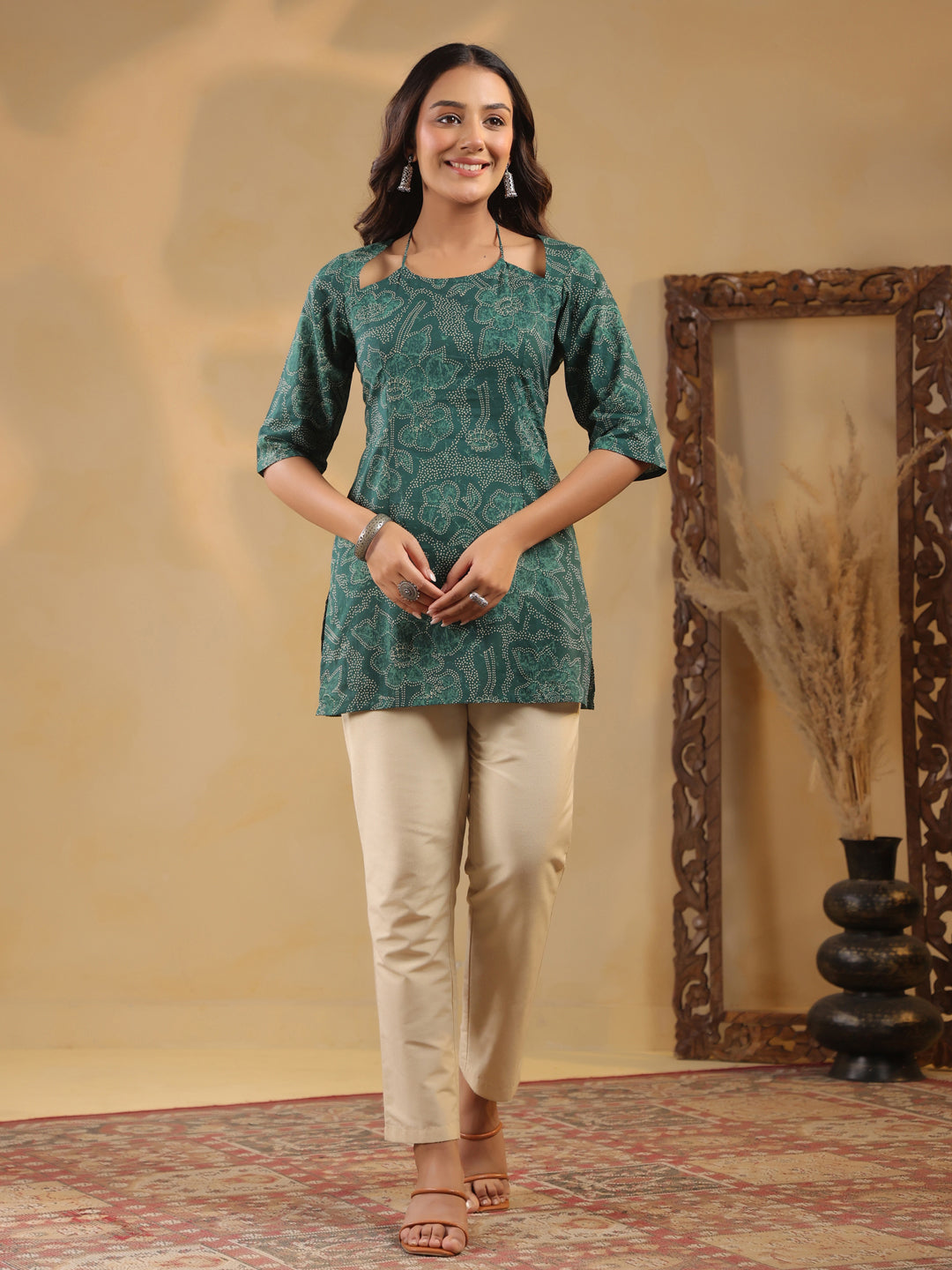 Rimeline Ethnic Motifs Printed Pure Cotton Kurti