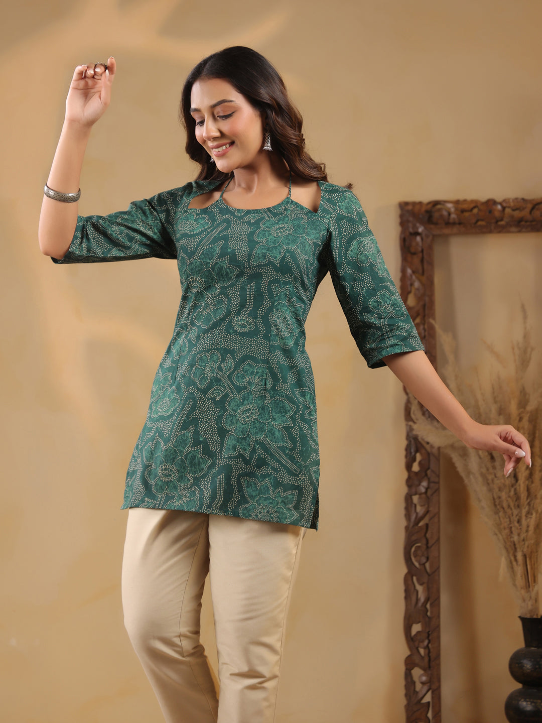 Rimeline Ethnic Motifs Printed Pure Cotton Kurti