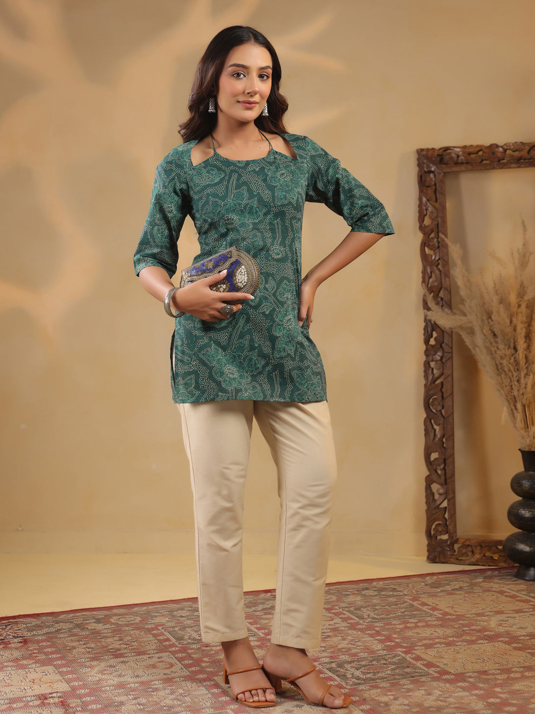 Rimeline Ethnic Motifs Printed Pure Cotton Kurti