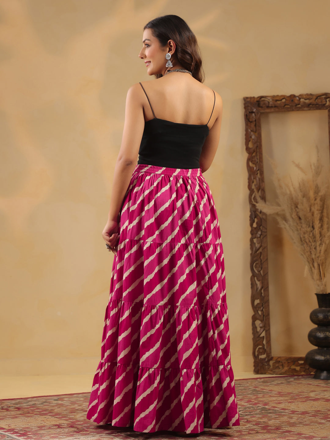 Rimeline Printed Pure Cotton Maxi Flared Skirt