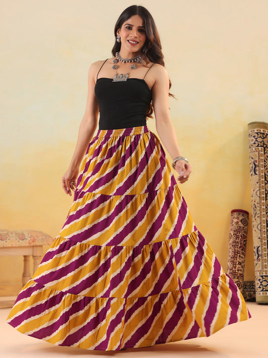 Rimeline Women Pure Cotton Cotton Cambric Self Design Maxi Flared Skirt